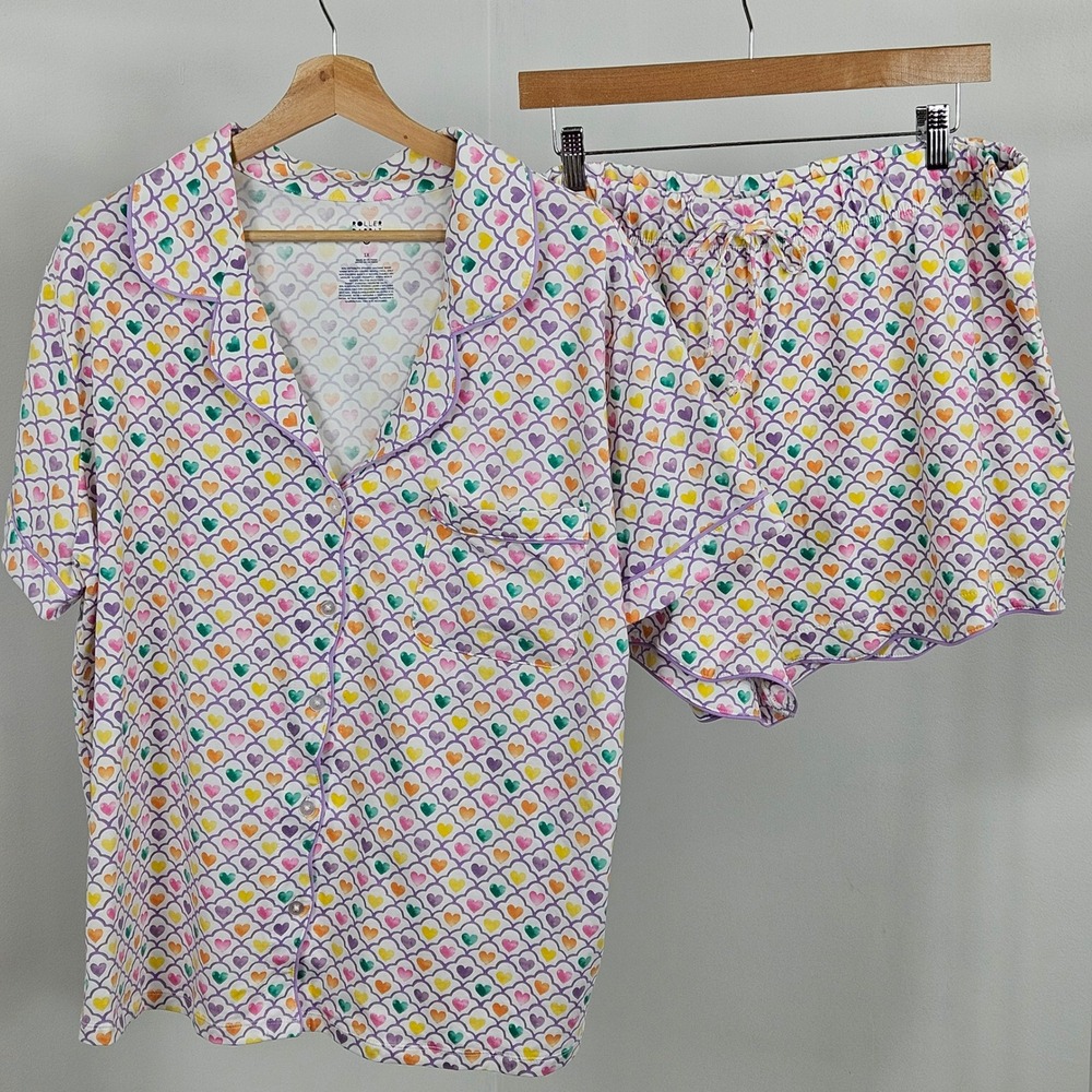 Roller Rabbit Target Geo Hearts Pajama Shorts Set Womens 1X Limited Edition NWT